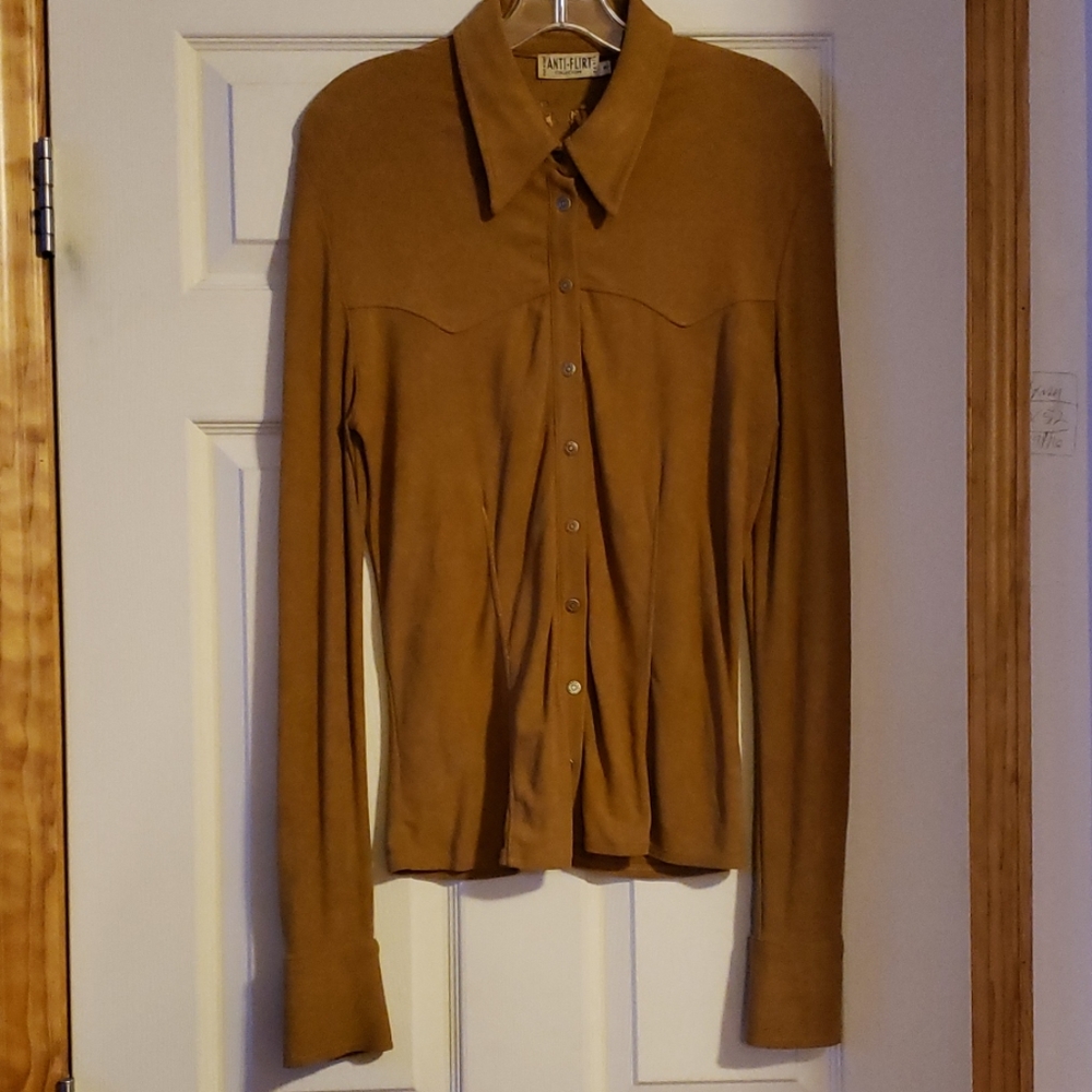 Suede look with embroidered back long sleeve top